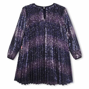 Billieblush Pleated Sequin l/s Dress ~ Navy