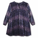 Billieblush Pleated Sequin l/s Dress ~ Navy