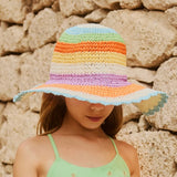Molo Scalloped Straw Hat ~ Rainbow Paint