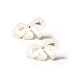 Lilies & Roses Fancy Double Bow Hair Clips ~ Pearlized White