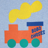Bobo Choses Baby Choo Choo l/s T-shirt & Corduroy Pants Set ~ Light Blue/Red
