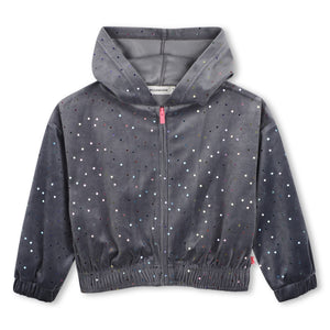 Billieblush Embellished Velvet Zip Hoodie & Joggers Set ~ Charcoal