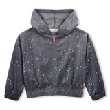 Billieblush Embellished Velvet Zip Hoodie & Joggers Set ~ Charcoal