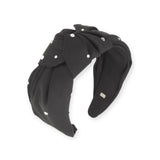 Bari Lynn Wide Crystallized Satin Knot Headband ~ Black