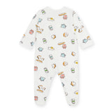 Petit Bateau Front Snap French Breakfast Print Footie ~ White Multi