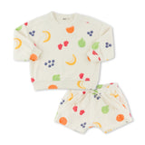 Oh Baby! Snack Time Print Terry Charlie Sweatshirt & Shorts Set ~ Oyster