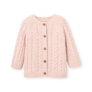 Elegant Baby Horseshoe Cable Knit Cardigan ~ Blush