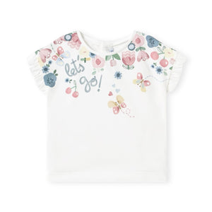 Mayoral Baby Girl Let's Go! Floral Print T-Shirt ~ White Multi