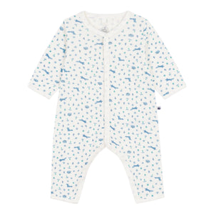 Petit Bateau Fox Print Romper ~ White/Blue