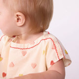 Petit Bateau Baby Multi Heart Print s/s Dress w/ Bloomers ~ Cream Multi