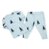 Oh Baby! Sailboats Print 2pc Set ~ Sky Blue/Denim