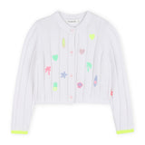 Billieblush Girls Embroidered Cardigan 7-12 ~ White