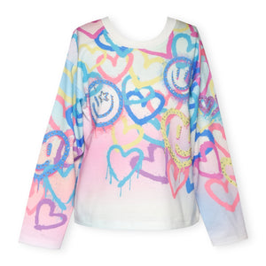 Hannah Banana Colorful Graffiti Sweatshirt ~ Pink Multi