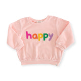 Oh Baby! Terry Rainbow HAPPY Brooklyn Boxy Sweatshirt ~ Pale Pink