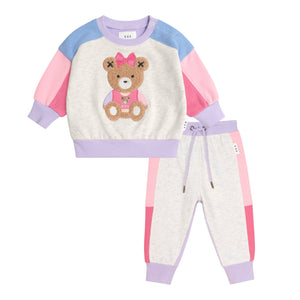Huxbaby Varsity Huxette Spliced Sweatshirt & Sweatpants Set ~ Pastel Multi