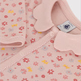 Petit Bateau Front Snap Floral Footie w/ Collar ~ Pink Multi