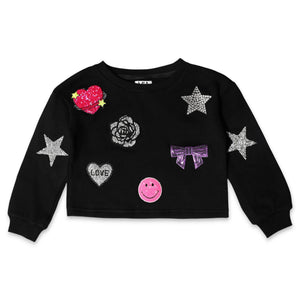 MIA New York Icon Sweatshirt & Moto Skirt Set 7-12 ~ Black/Pink