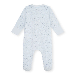 Petit Bateau Front Zip Star Print Footie w/ Collar ~ Blue