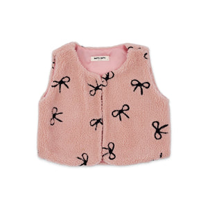Petite Hailey Baby Elly Bow Sherpa Vest ~ Pink