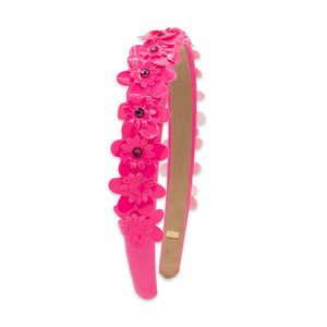 Bari Lynn Patent Multi Flower Thin Headband w/ Crystals