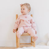 Quincy Mae Heart Knit Sweater & Pants Set ~ Bubblegum