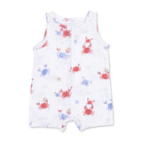 Angel Dear Sleeveless Muslin Shortie Romper ~ Crayon Crabs