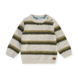 Babyface Baby Boy Striped Knit Sweater ~ Bone/Army