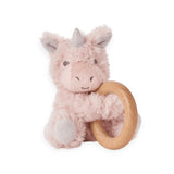 Elegant Baby Plush Unicorn Wooden Ring Rattle