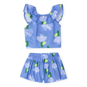 Mayoral Girls Printed Top & Shorts Set ~ Indigo