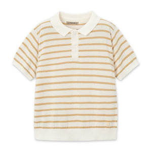 Mayoral Boys Striped Knit s/s Polo ~ Cream
