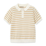 Mayoral Boys Striped Knit s/s Polo ~ Cream