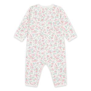 Petit Bateau Front Snap Floral Print Romper ~ White Multi