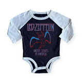 Rowdy Sprout Led Zeppelin USA Tour l/s Raglan Onesie ~ Vintage Black/White