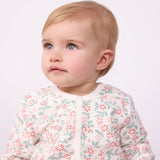 Petit Bateau Front Snap Floral Print Romper ~ White Multi