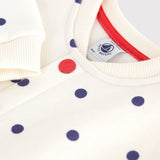 Petit Bateau Baby Polka Dot Cardigan ~ Ecru/Navy