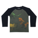 Mish Spray Paint Dinos l/s Raglan Tee ~ Olive/Navy