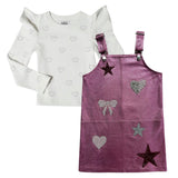 MIA New York Icon Overalls Dress & Puff Sleeve Top Set ~ Light Pink/White