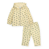 Bobo Choses Baby Pansy Flower Printed Zip Hoodie, T-Shirt & Pants Set ~ Light Yellow