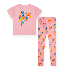 Bobo Choses s/s T-shirt & Leggings Set ~ Fireworks/Pink