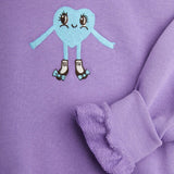 Mini Rodini Baby Embroidered Heart w/ Shoes Sweatshirt ~ Purple