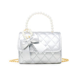 Tiny Treats Quilted Pearl Handle Bow Ribbon Handbag