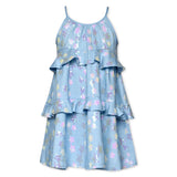 Hannah Banana Star Sequin Tiered Ruffle Dress ~ Blue