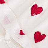 Petit Bateau Heart Print Dress w/ Attached Onesie ~ White/Red