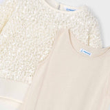 Mayoral Girls Sequin 2 Piece Dress ~ Sand