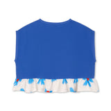 Wynken Vela Bow Print Sleeveless Frill Top & Skirt Set ~ White