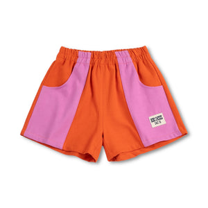 Bobo Choses Girls Color Block Woven Shorts ~ Orange/Purple