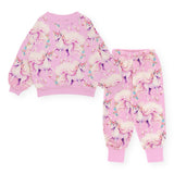 Rock Your Kid A Blessing Unicorn Print Sweatshirt & Sweatpants Set~ Pink