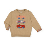 Mayoral Baby Boy Intarsia Race Cars Knit Sweater ~ Heathered Sand