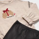 Mayoral Baby Girl Croissant Sweatshirt & Leggings Set ~ Cookie/Black