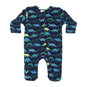 Baby Steps Zip Footie ~ Dino Parade/Navy